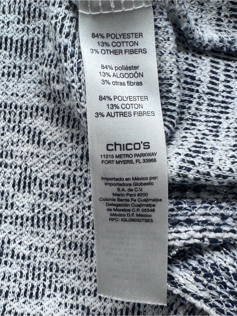 Chico’s Size 3 Gray Marled Knit Sweater Top 3/4 Sleeve Relaxed Fit - Picture 9 of 11